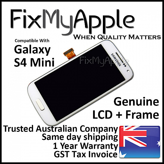 [Full OEM] Samsung Galaxy S4 Mini i9195 OLED Touch Screen Digitizer Assembly with Frame - White